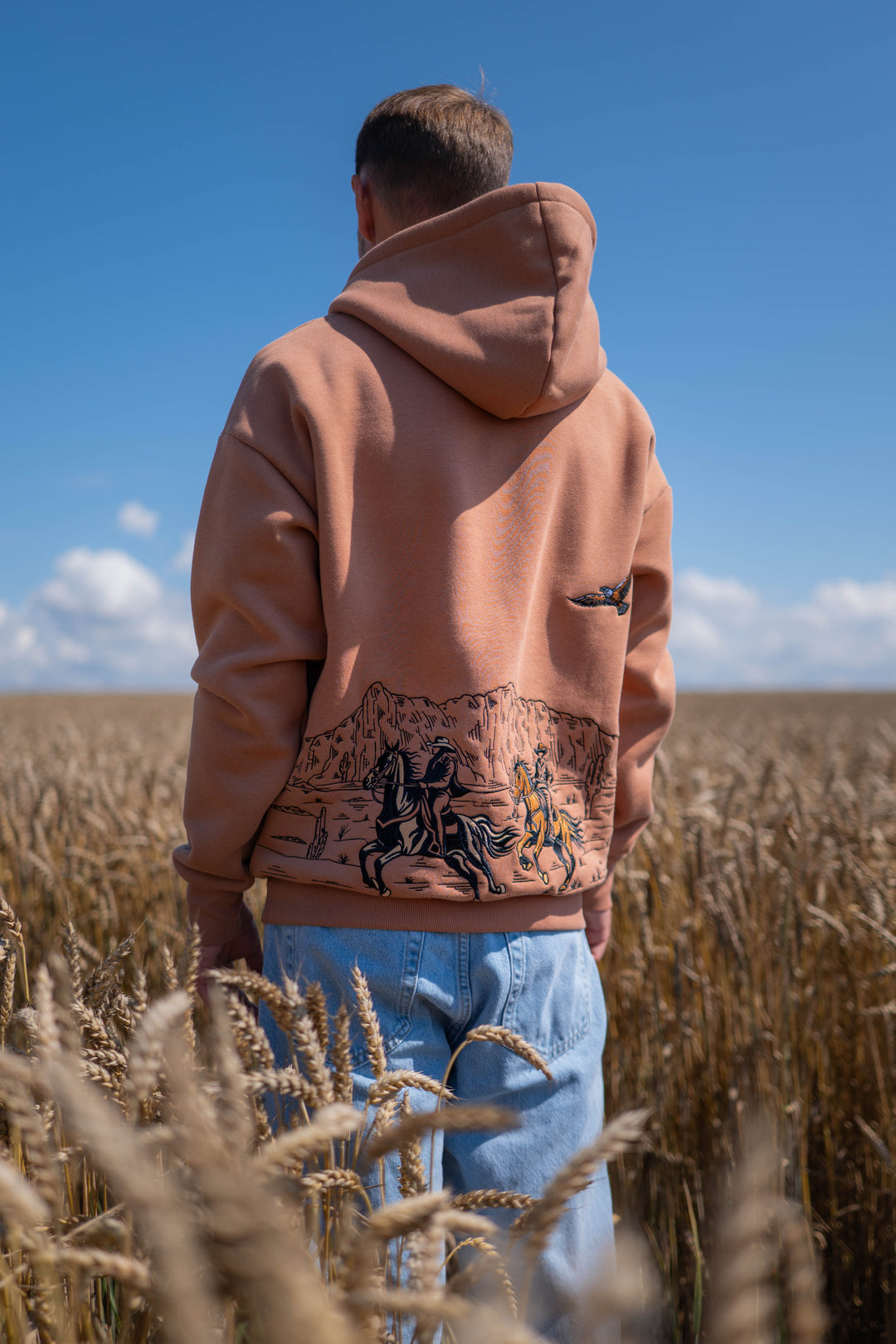 WESTERN Heavy Embroidery Hoodie 400GSM - Desert Clay Color