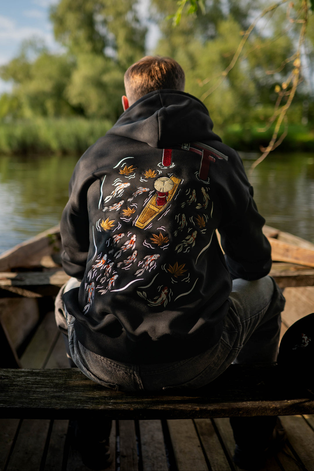 Heavy Embroidery Japanese Koi Fish Hoodie 400GSM