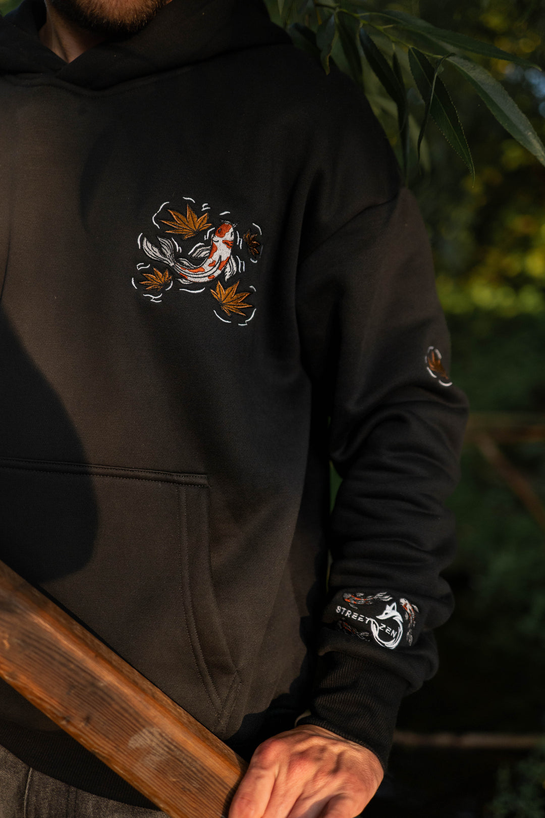 Heavy Embroidery Japanese Koi Fish Hoodie 400GSM