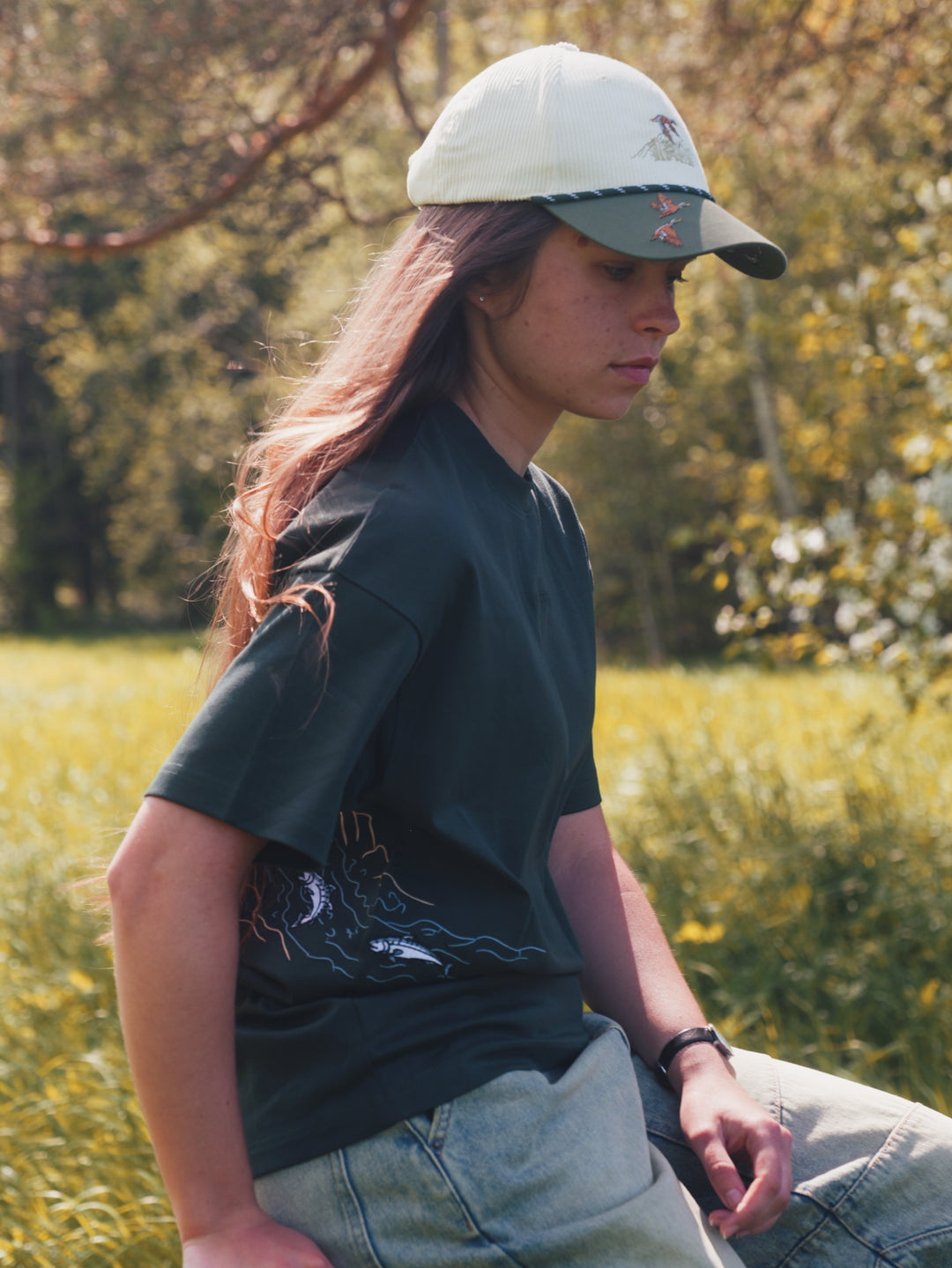 Corduroy Duck - Embroidered Unisex Cap Moss Green