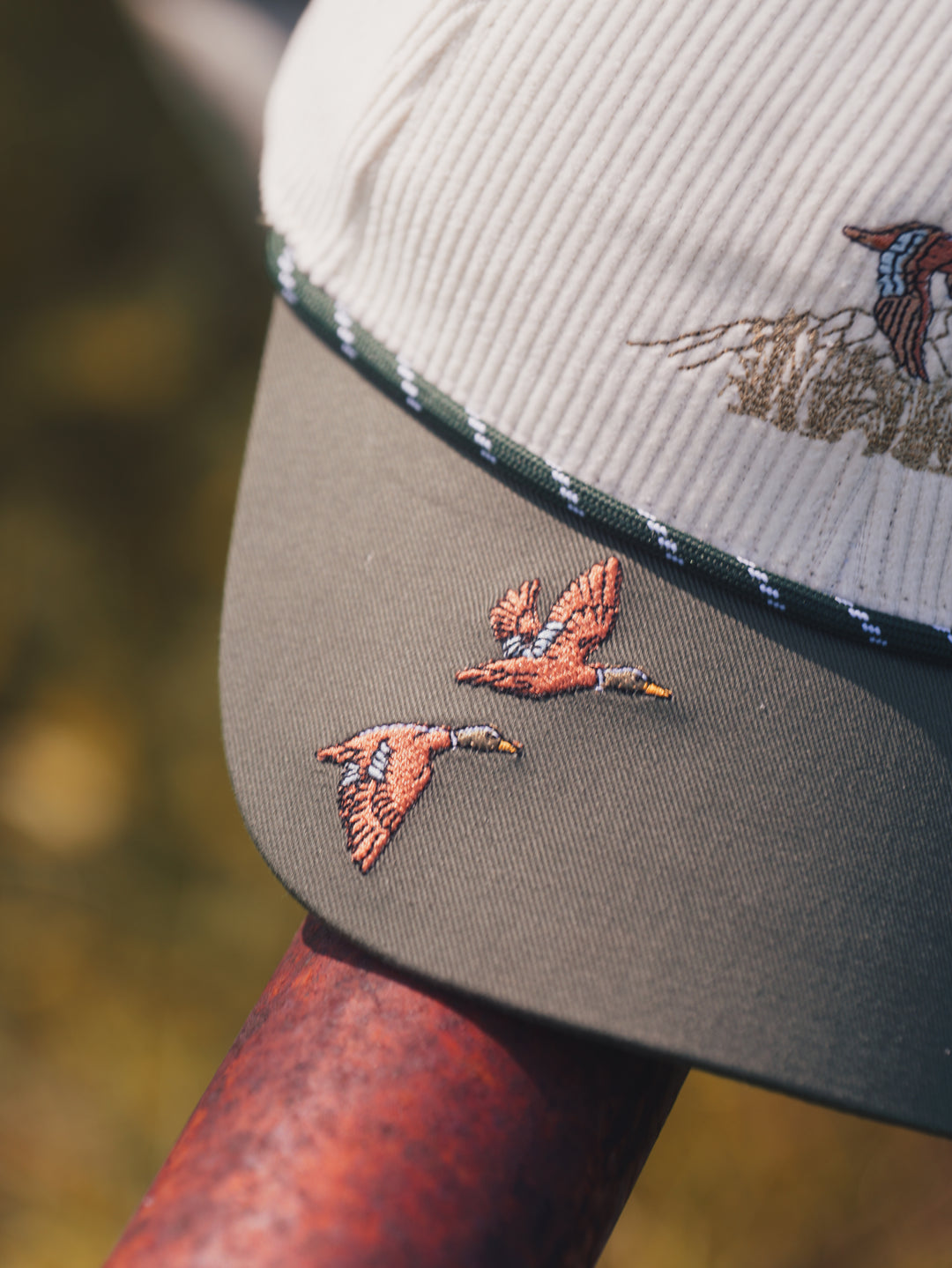 Corduroy Duck - Embroidered Unisex Cap Moss Green