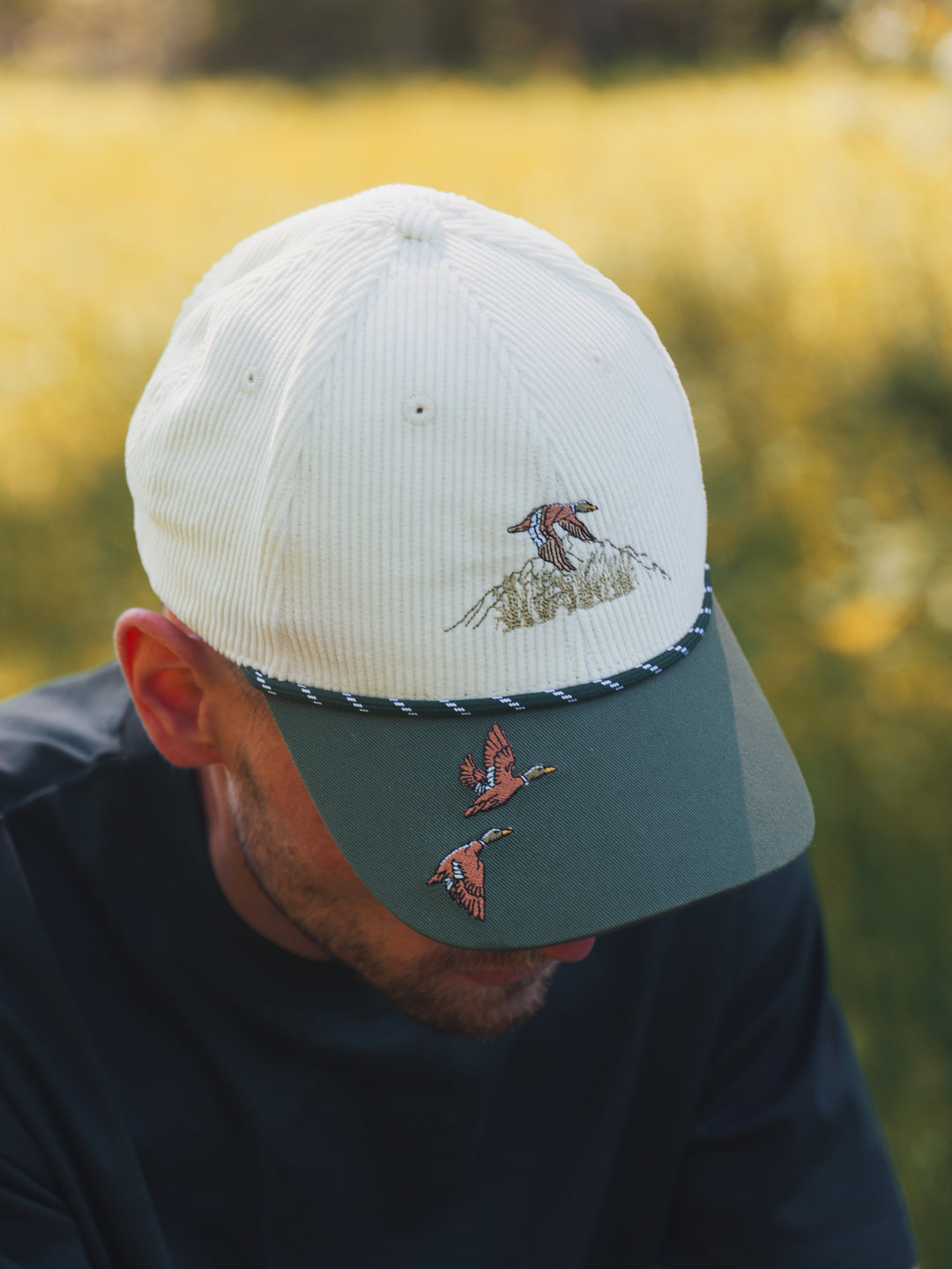 Corduroy Duck - Embroidered Unisex Cap Moss Green