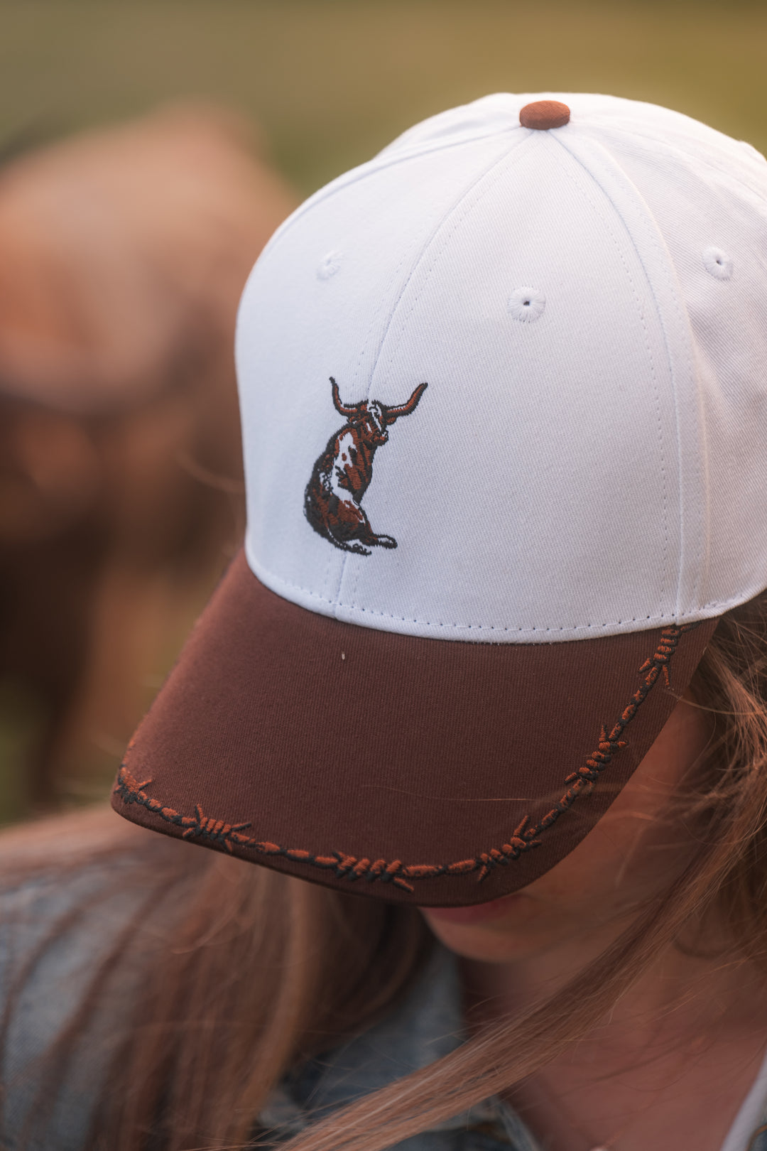 Prairie Bull - Embroidered Unisex Western Cap Rustic Brown