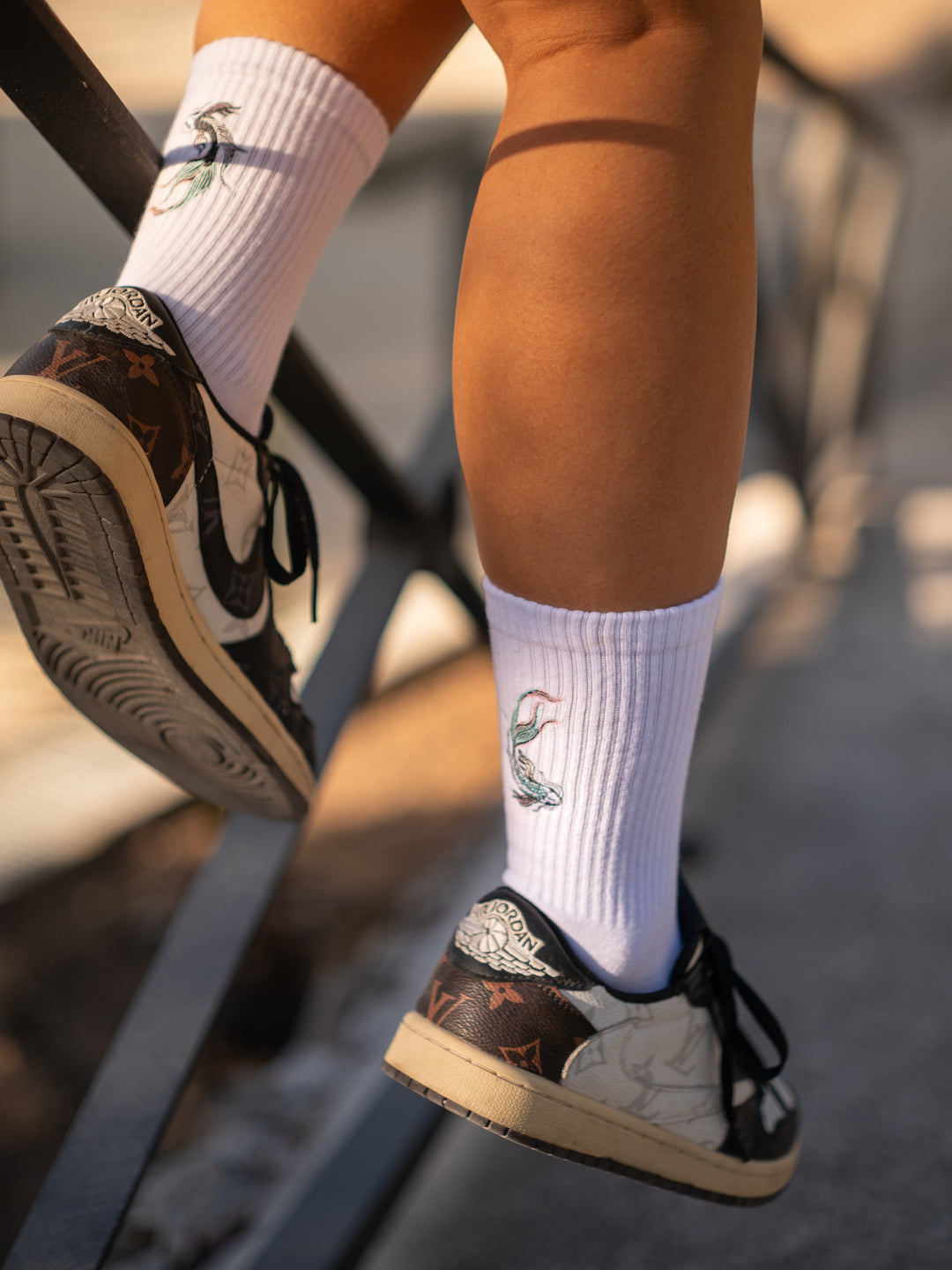 Soragoi Koi Fish Embroidered Crew Socks