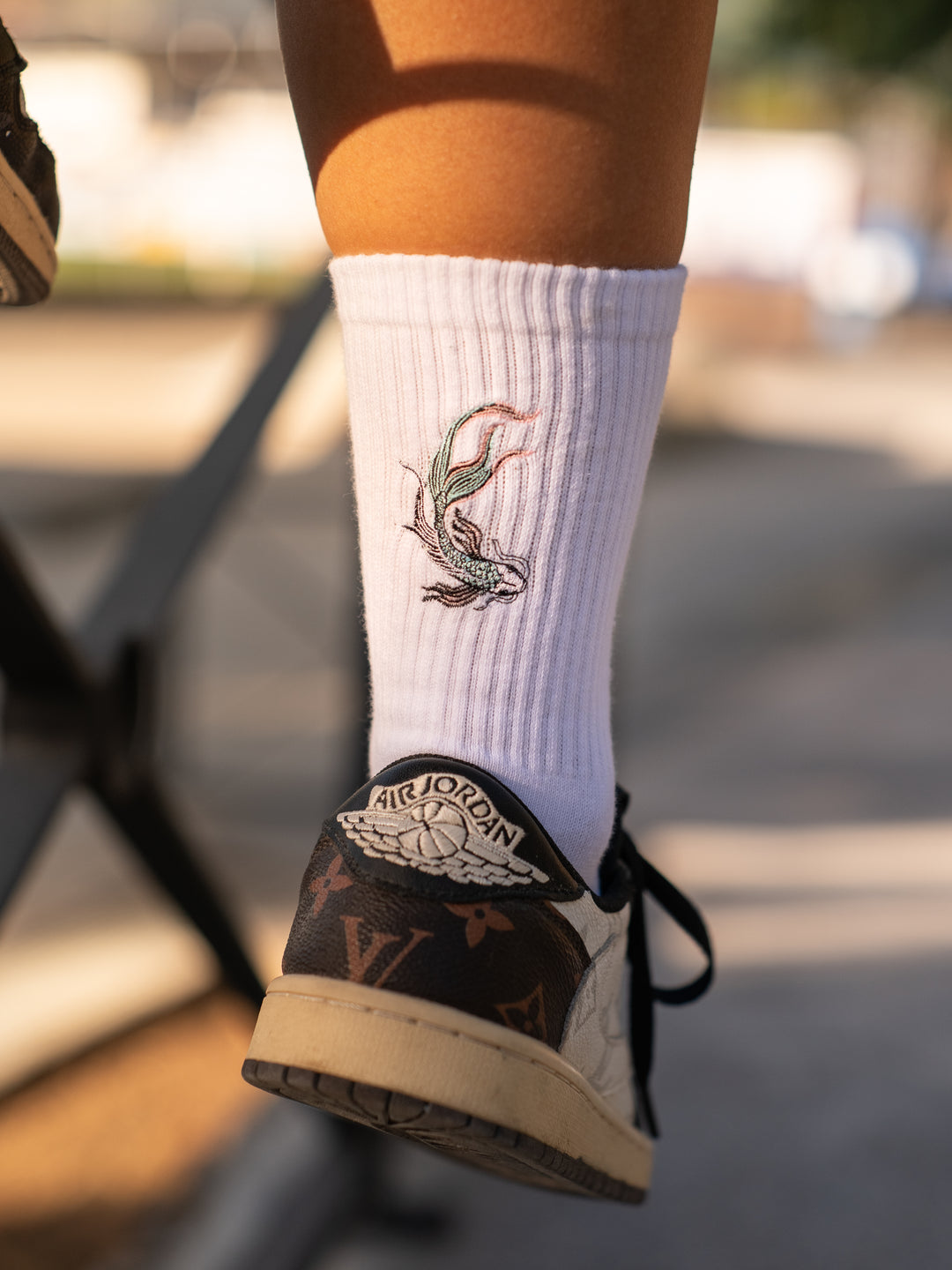 Soragoi Koi Fish Embroidered Crew Socks
