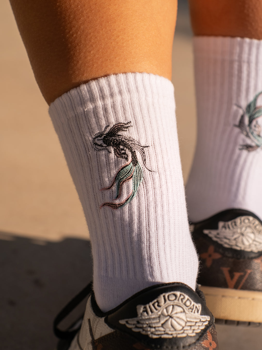 Soragoi Koi Fish Embroidered Crew Socks