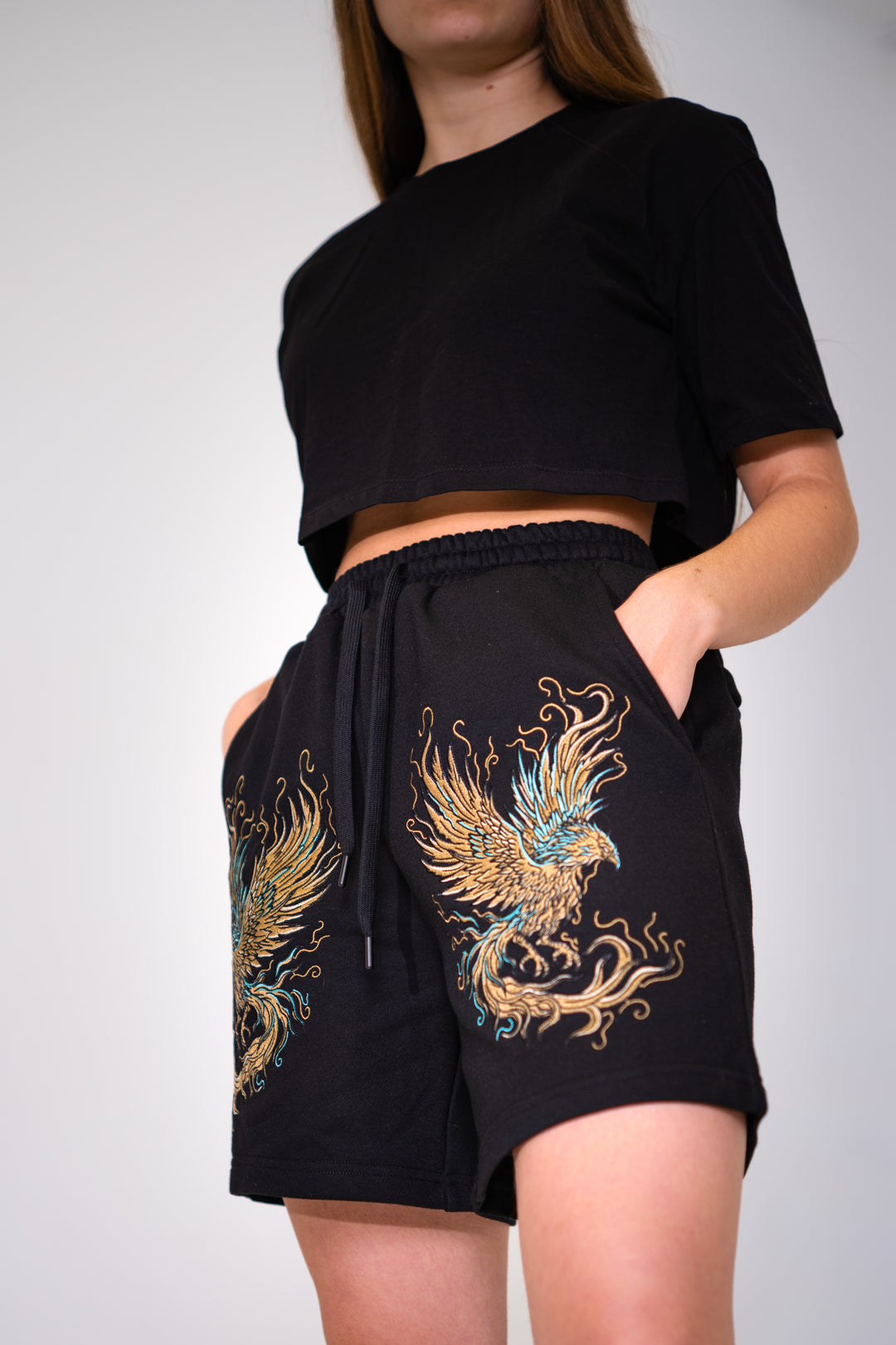 Golden Phoenix - Embroidered Unisex Shorts - Heavy Cotton