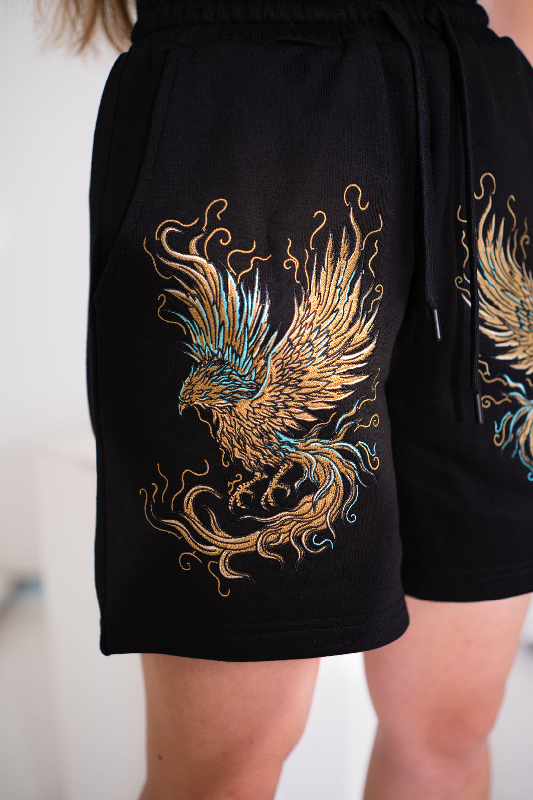 Golden Phoenix - Embroidered Unisex Shorts - Heavy Cotton