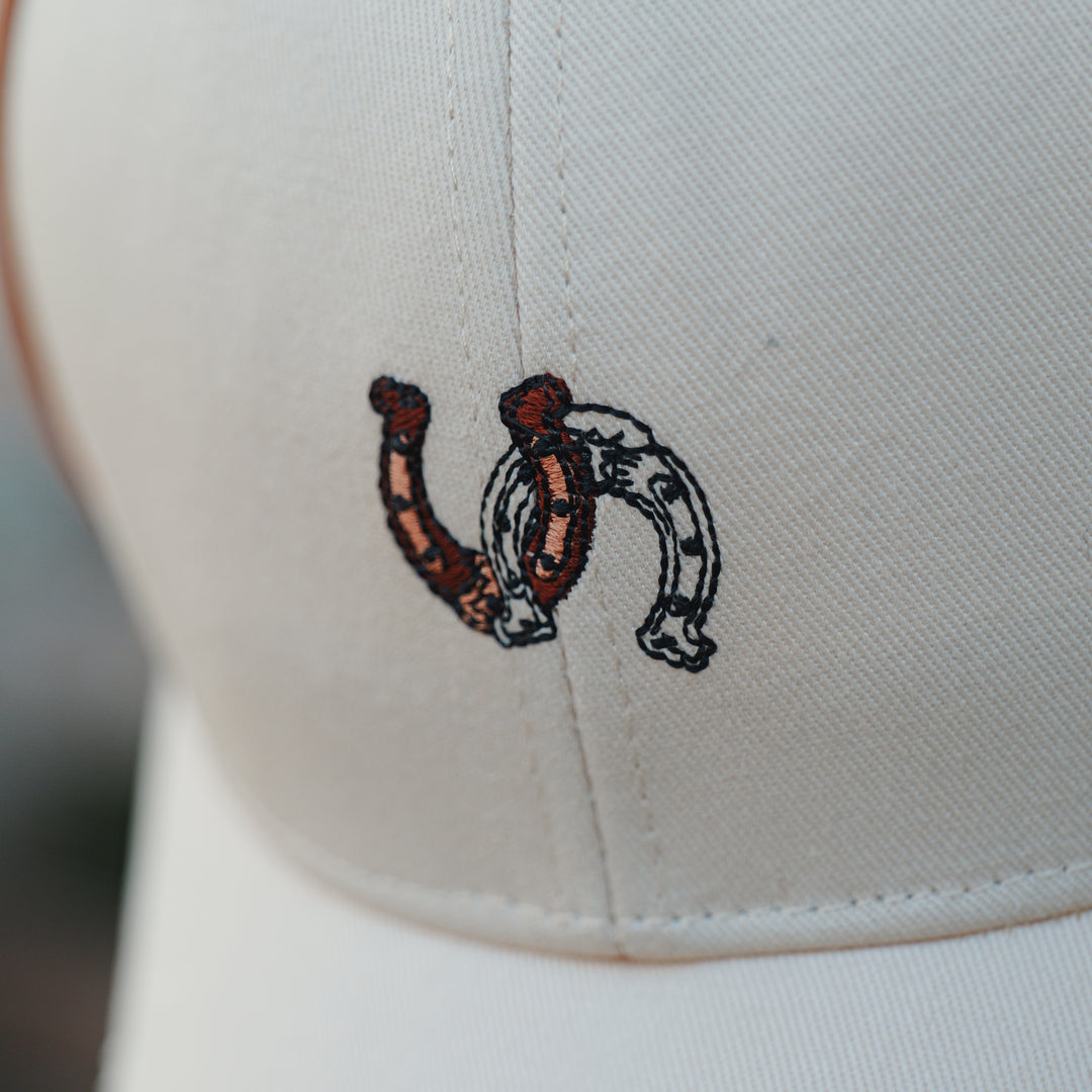 Horseshoe Trail Embroidered Cap - Unisex - Rust and Ivory