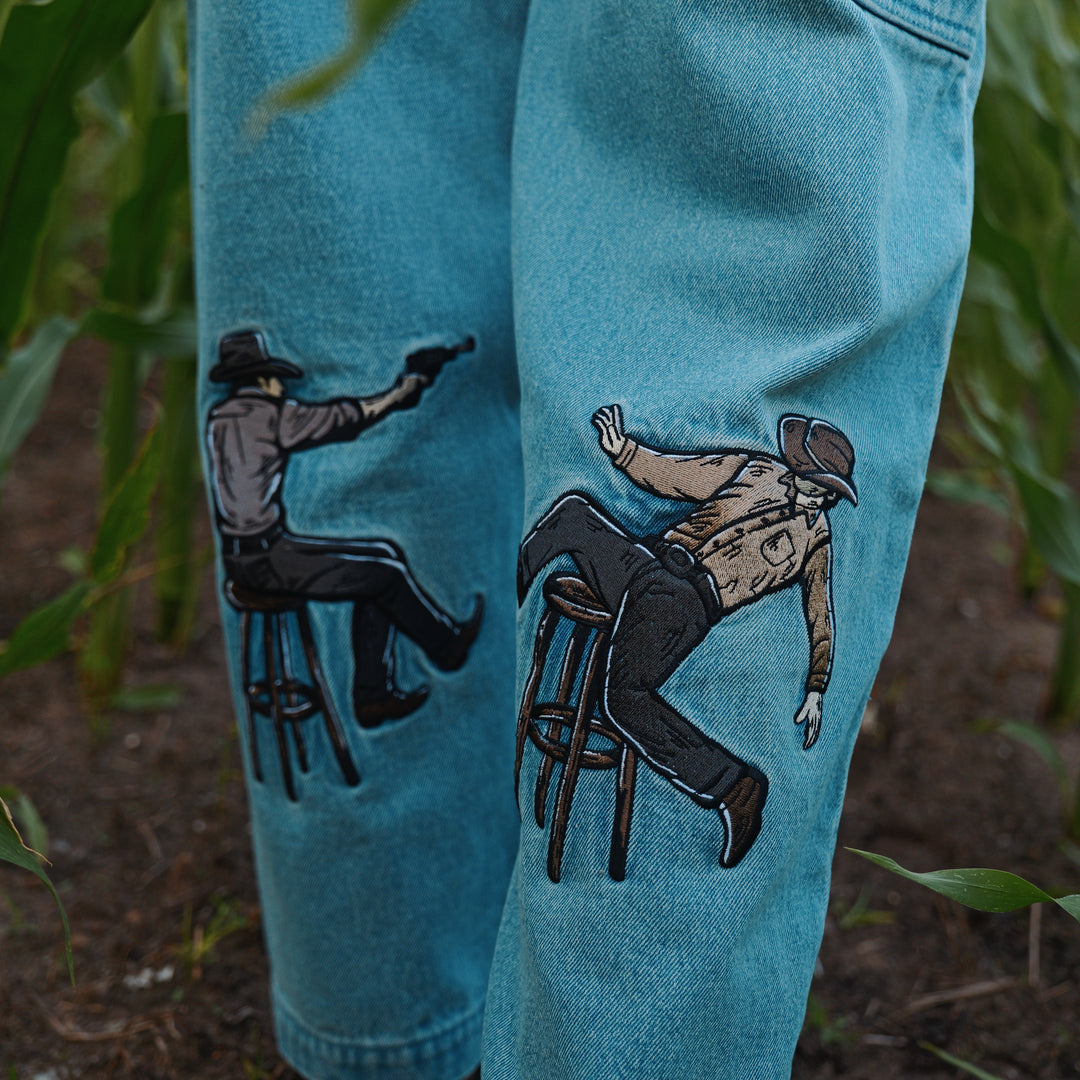 Western Rodeo - Embroidered Barrel Jeans Unisex