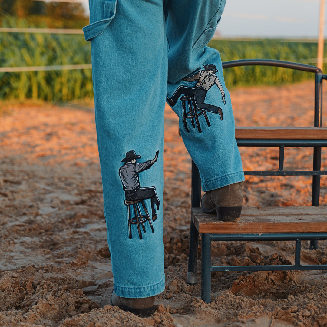 Western Rodeo - Embroidered Barrel Jeans Unisex