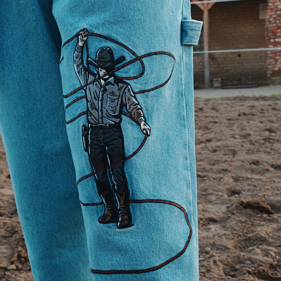 Western Rodeo - Embroidered Barrel Jeans Unisex