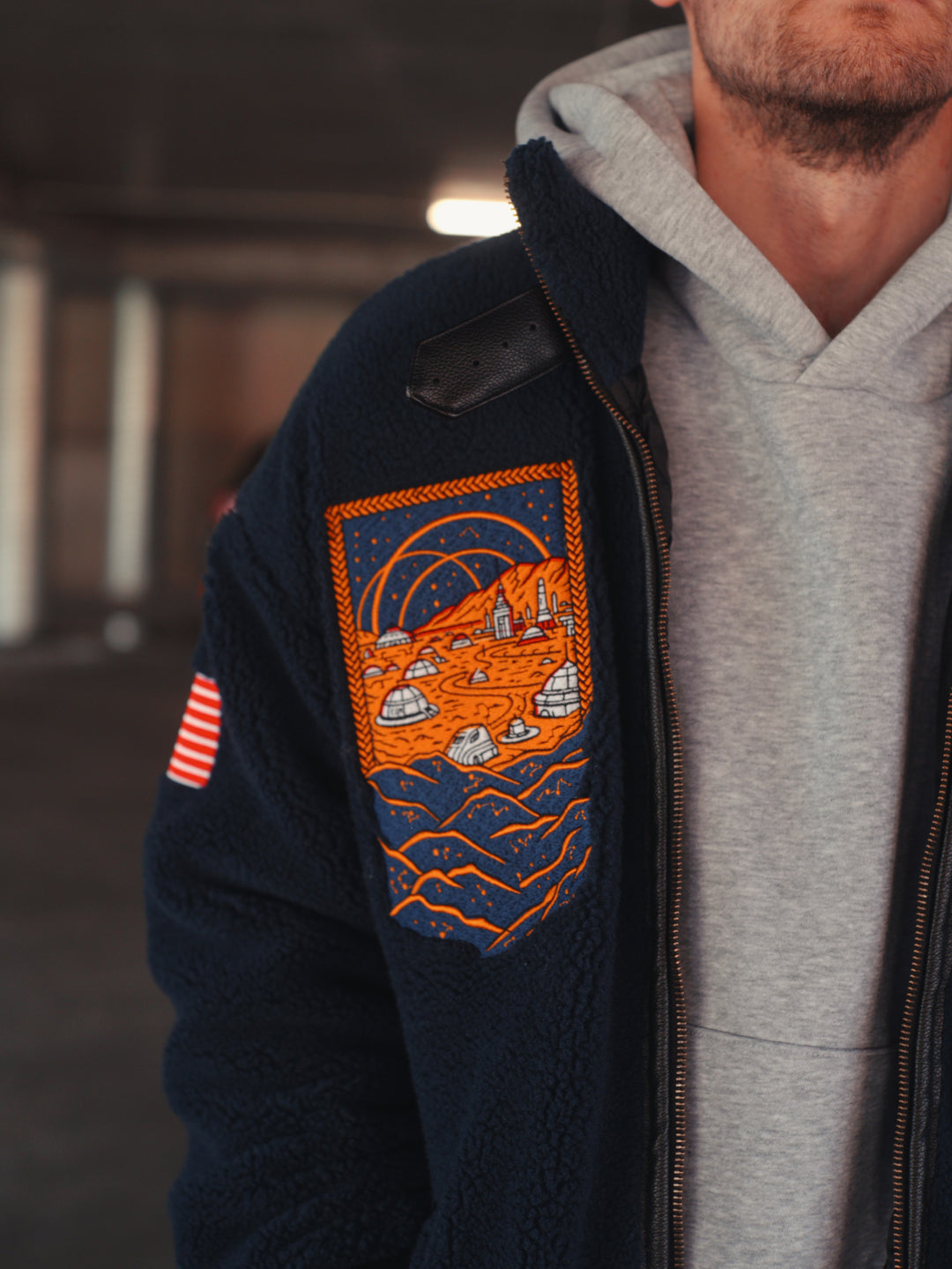 NASA Aviator Embroidery Jacket - Unisex, Cosmic Ink