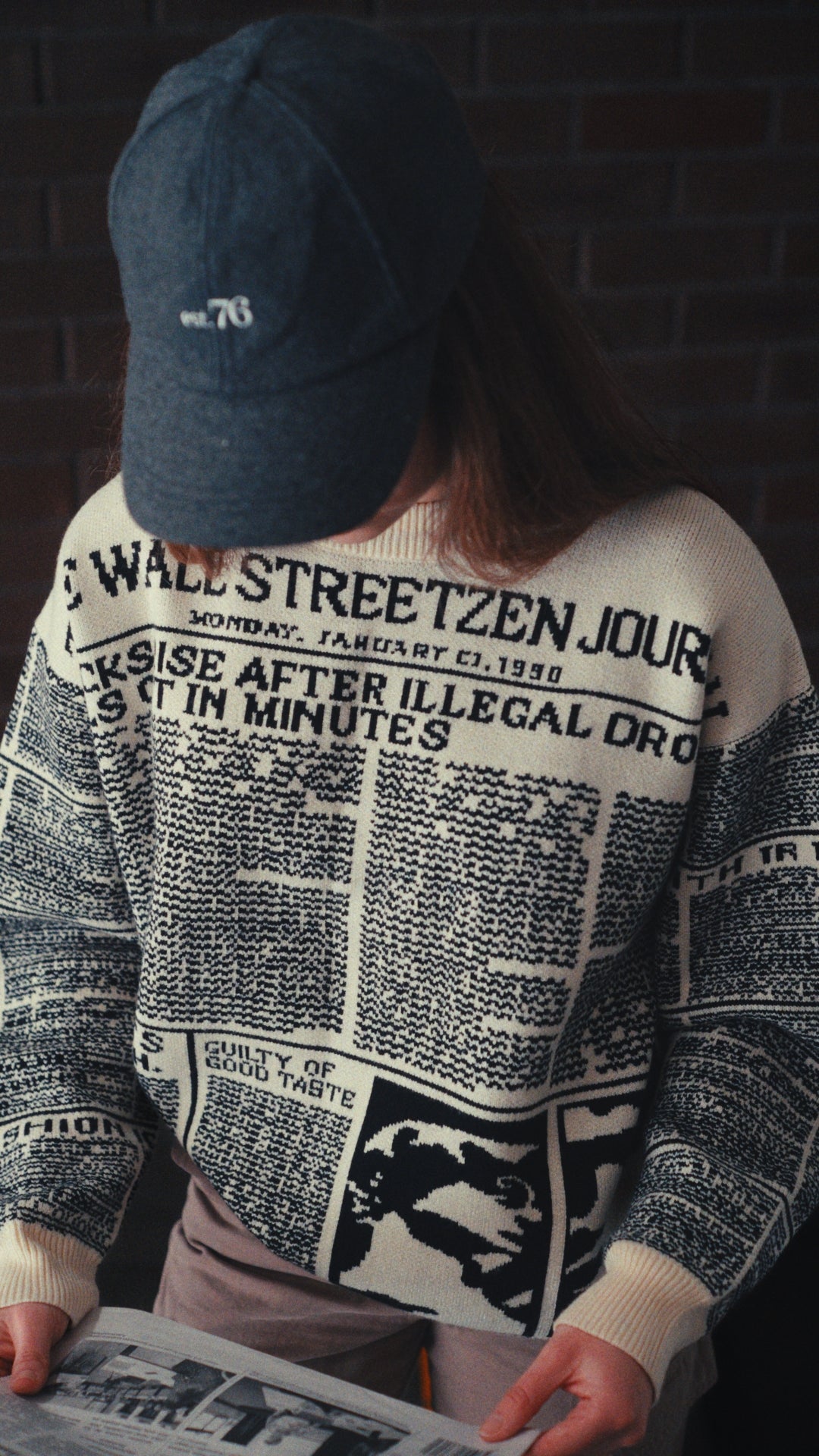 Newspaper Knitted Pattern Sweater - Unisex