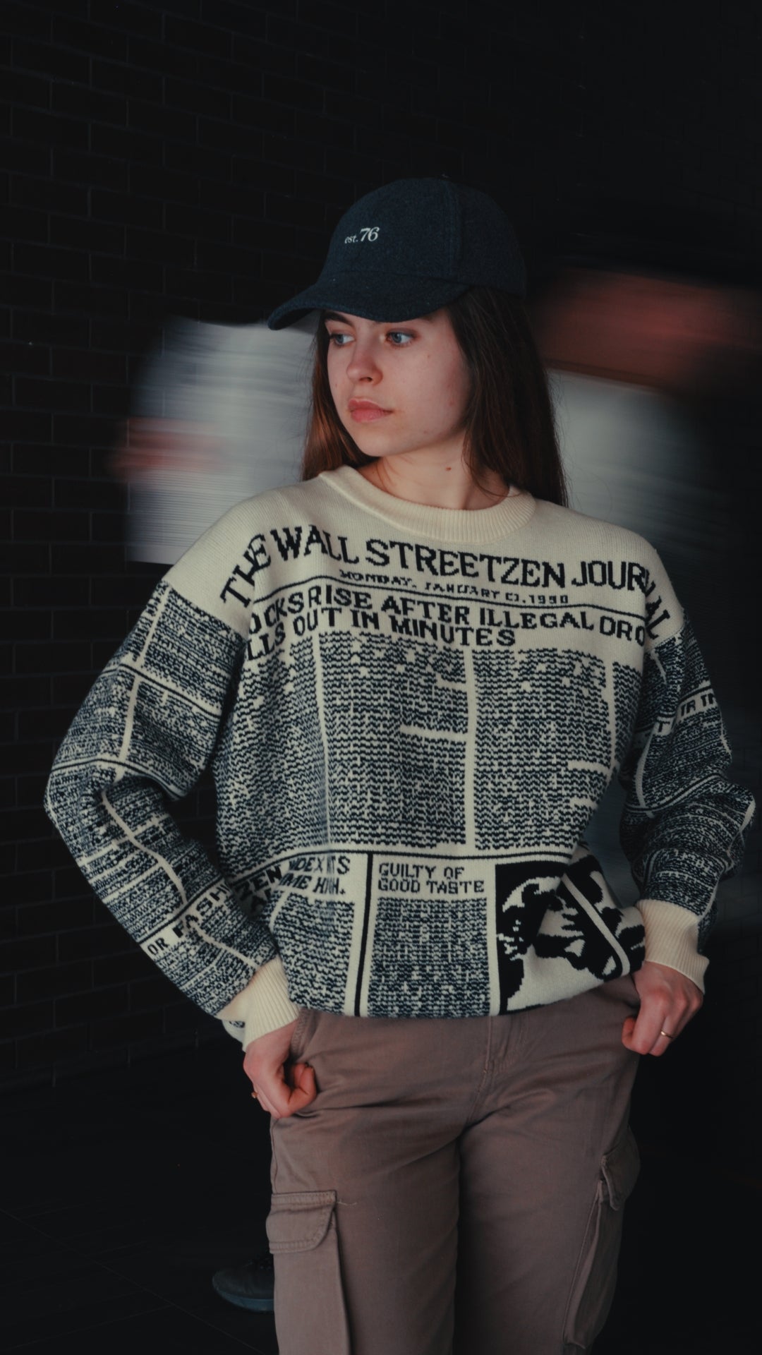 Newspaper Knitted Pattern Sweater - Unisex