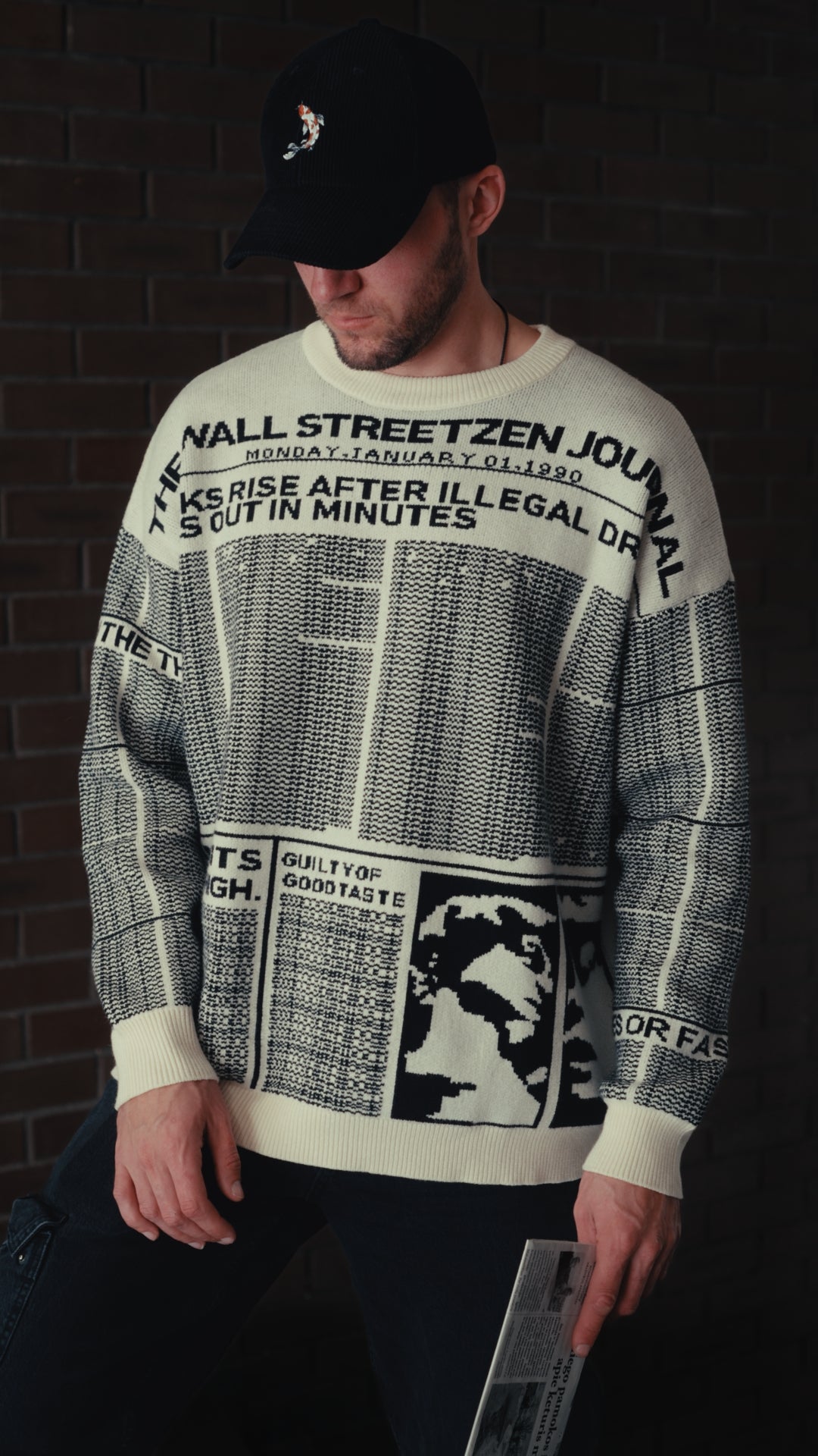 Newspaper Knitted Pattern Sweater - Unisex
