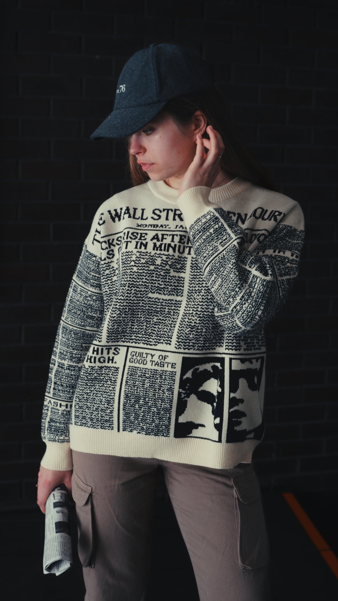 Newspaper Knitted Pattern Sweater - Unisex