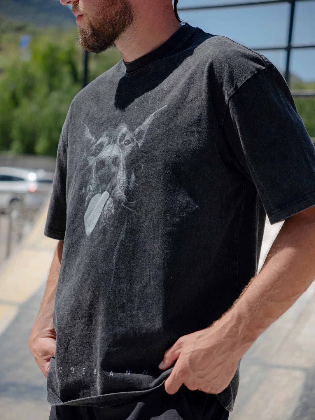 Camiseta lavada Doberman Oversize