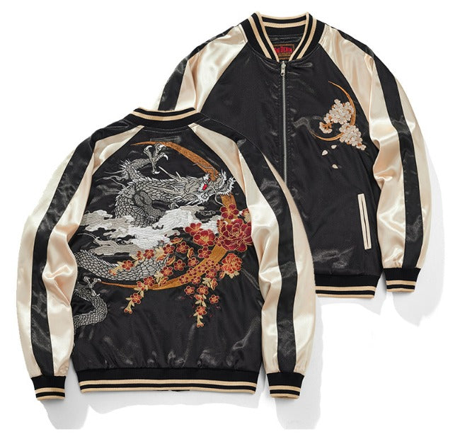Yokosuka Crescent Dragon Embroidered Sukajan Jacket – streetzen