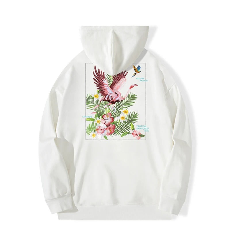 Selva tropical bordada - Sudadera con capucha de algodón