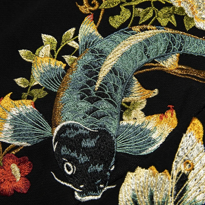 Japanese Koi Fish - Heavy Embroidery Sports Shorts