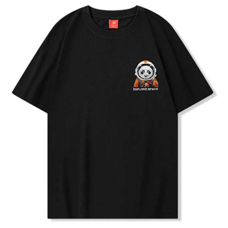 Astro Panda Embroidery T Shirt Cotton