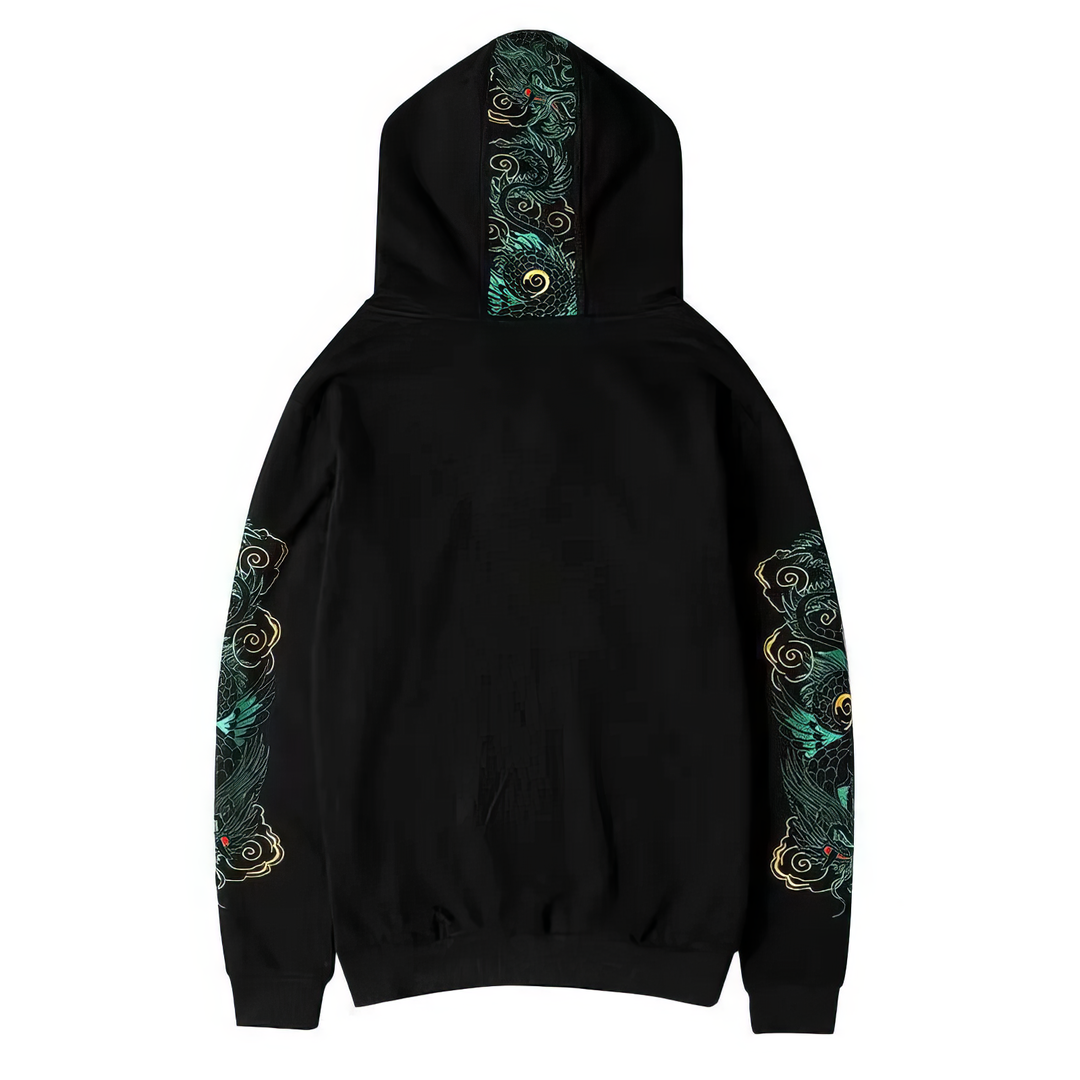 Azure Dragon Embroidery Hoodie