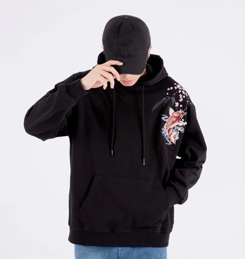 Embroidered Koi Fish Unisex - Japanese Streetstyle Hoodie