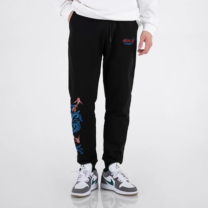 Koi Fish Embroidery Joggers Pants