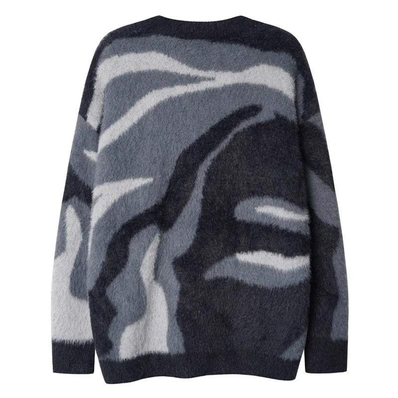 Grey Camouflage Sweater Pullover Unisex