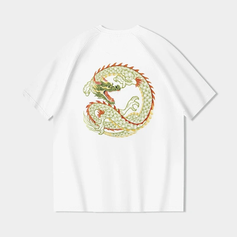 Oriental Dragon Embroidery T-Shirt
