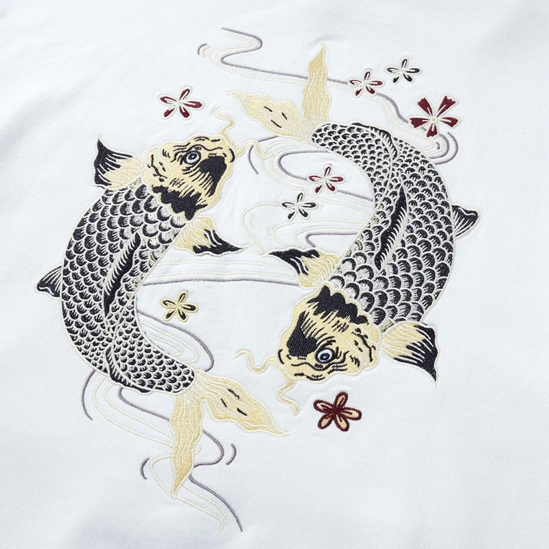 Embroidered Koi Carp Hoodie - Unisex Cotton