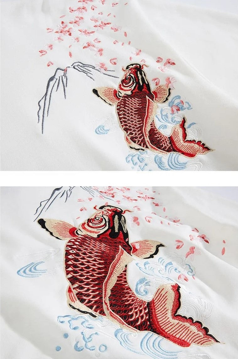 Embroidered Koi Fish Unisex - Japanese Streetstyle Hoodie