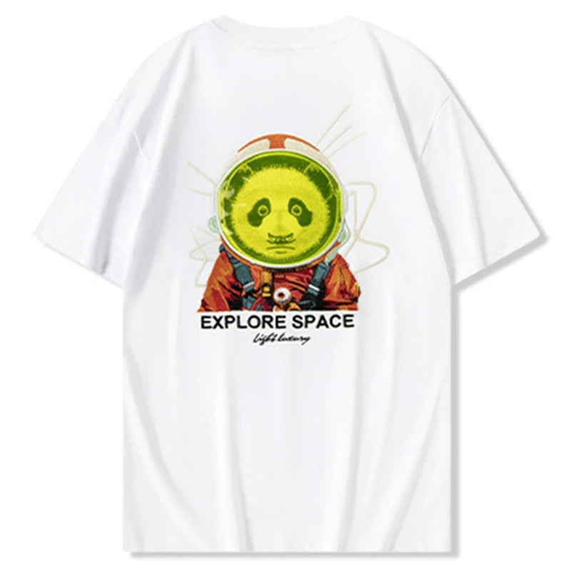 Astro Panda Embroidery T Shirt Cotton