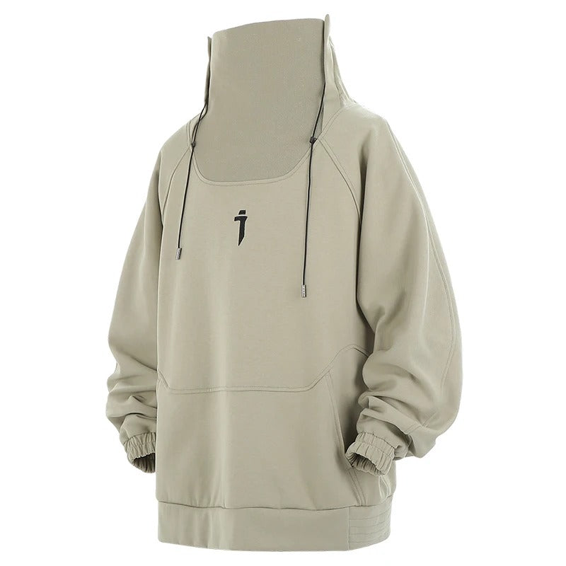 Sudadera con capucha de polar extragrande con cuello alto