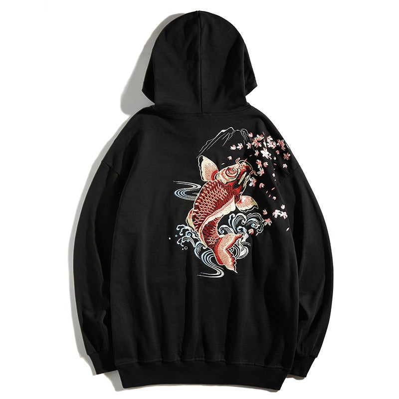 Embroidered Koi Fish Unisex - Japanese Streetstyle Hoodie