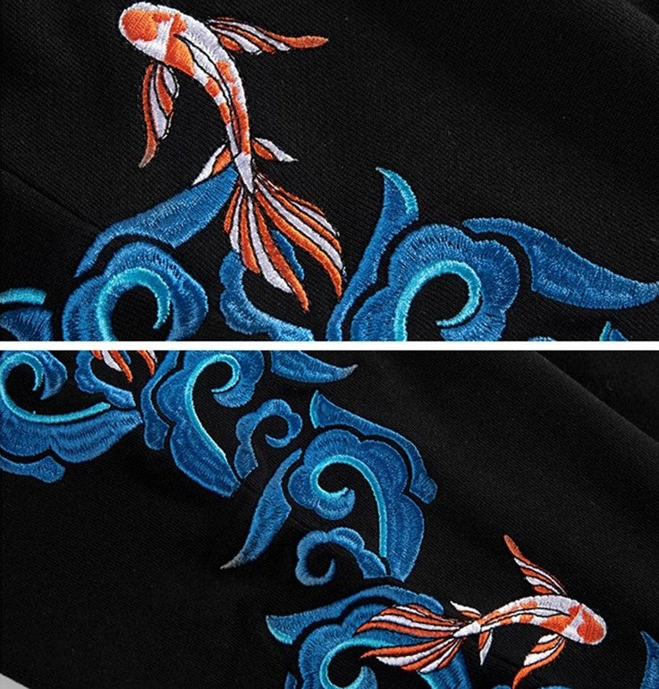 Koi Fish Embroidery Joggers Pants