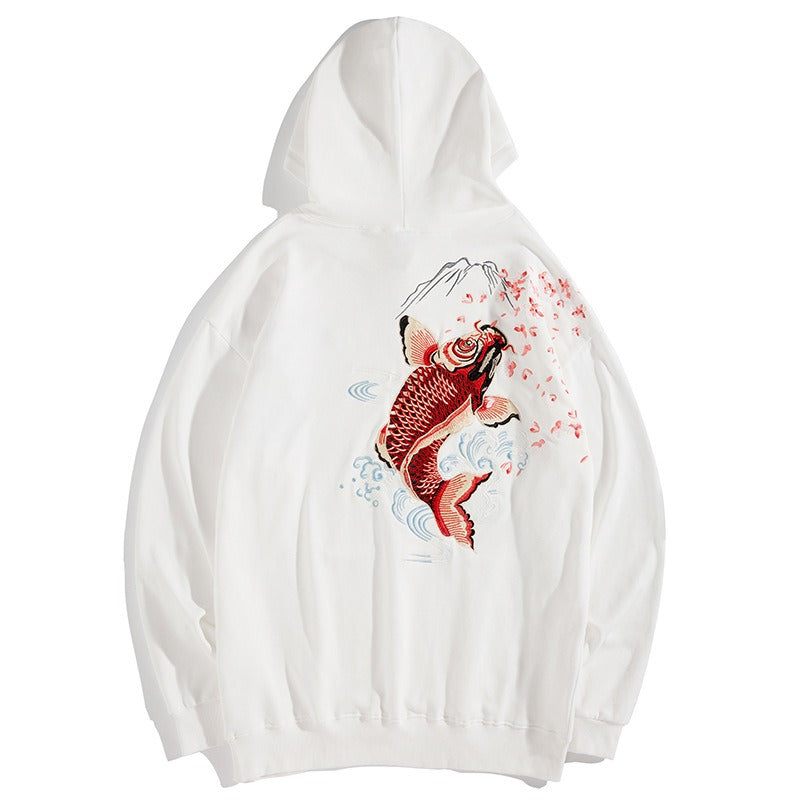 Embroidered Koi Fish Unisex - Japanese Streetstyle Hoodie