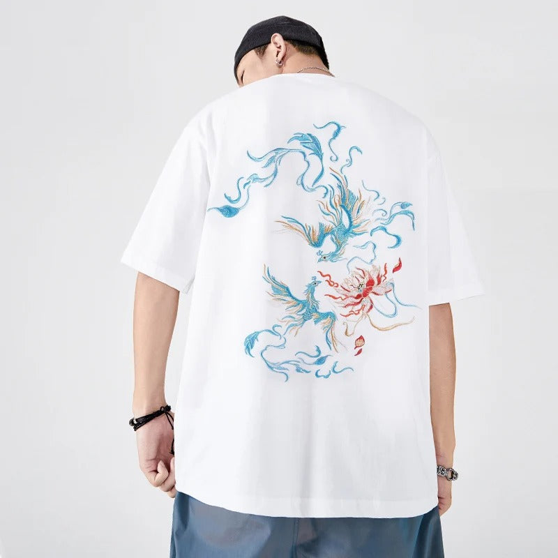 Embroidered Phoenix T-shirt, Japan Street Style (Unisex)