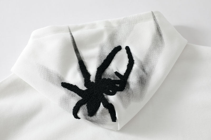 Sudadera con capucha de araña bordada, unisex