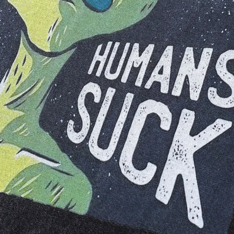 Humans Suck Alien Washed Long Sleeve Unisex T-shirt