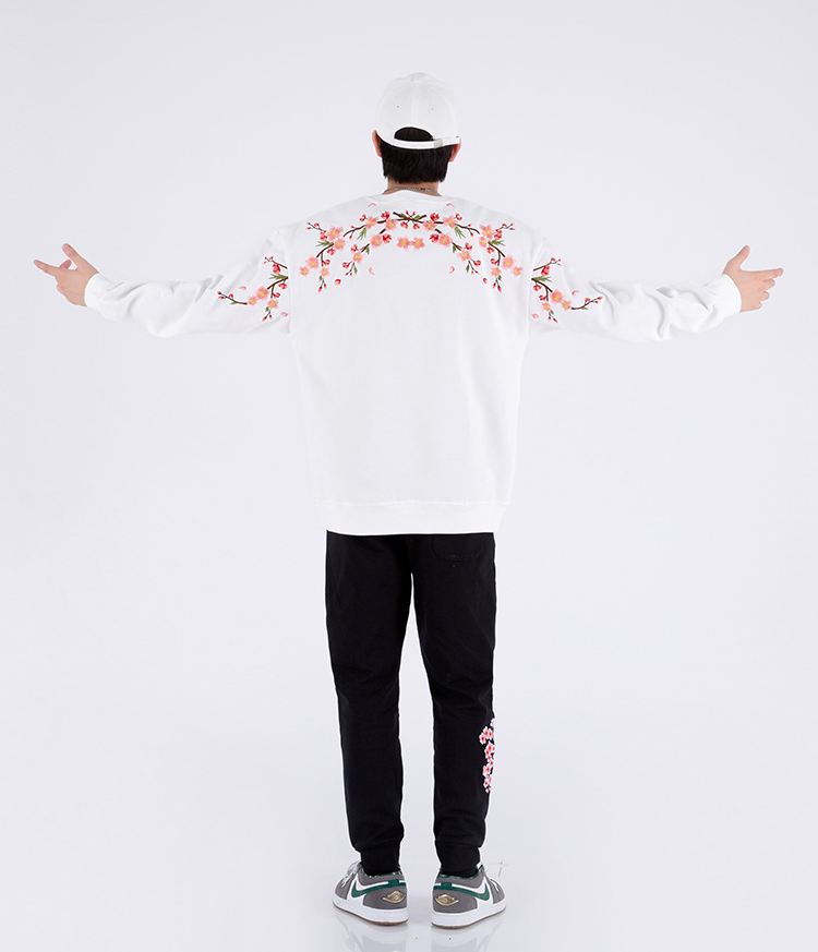 Embroidered Sakura Sweater, Japan Street Style (Unisex)