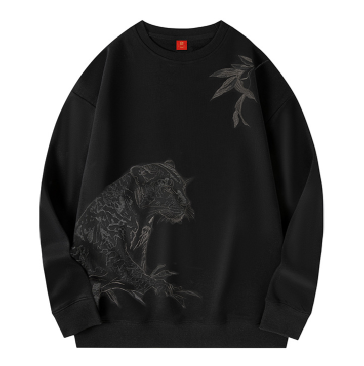 Luxury Embroidered Dark Panther Sweater, Unisex