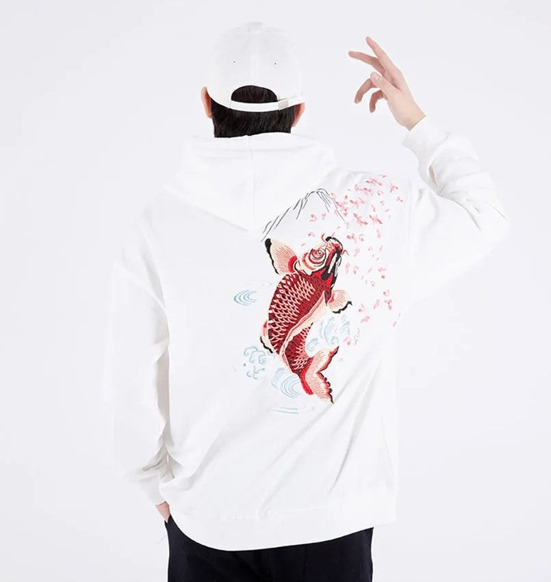 Embroidered Koi Fish Unisex - Japanese Streetstyle Hoodie