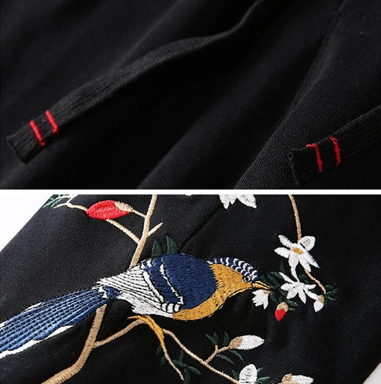 Embroidery Joggers Pants - Nature's Ornaments