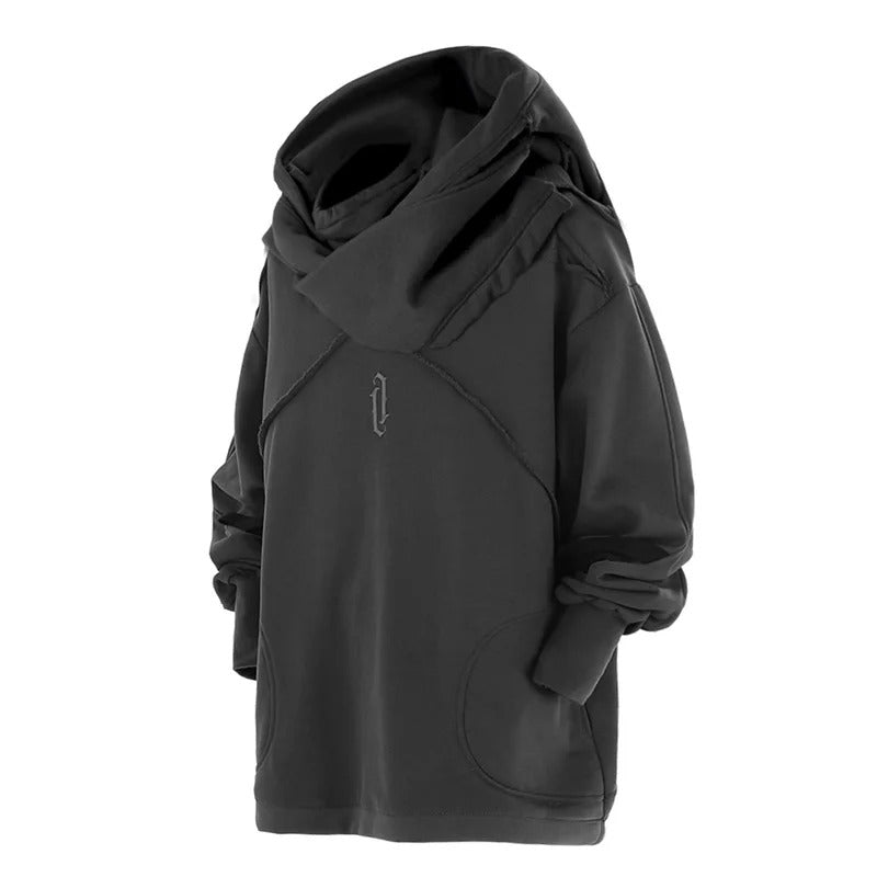 Übergroßer Fleece-Hoodie mit hohem Kragen