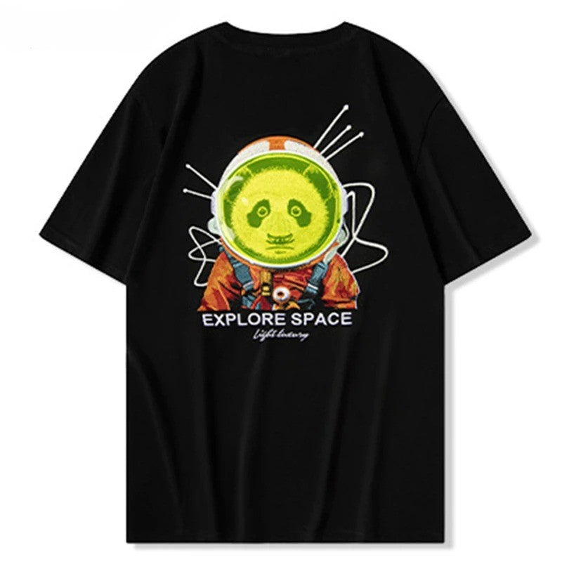 Astro Panda Embroidery T Shirt Cotton