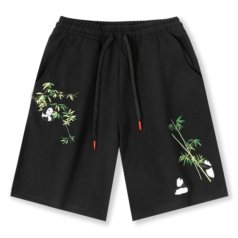 Panda Embroidery Sport Shorts Unisex