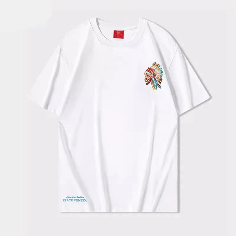Reflective Heavy Embroidery Native American T-Shirt