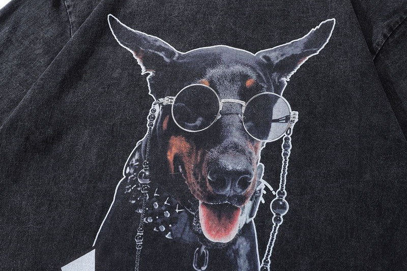 Verwaschenes cooles Doberman-Oversize-T-Shirt